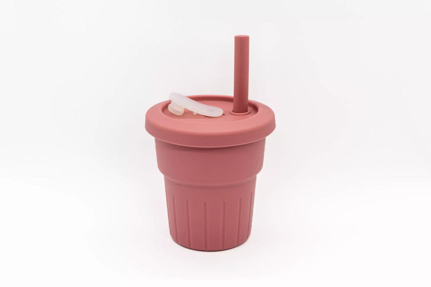 silicone straw cup pink for girls. easy to clean training cup
